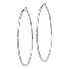 QE4380 Sterling Silver Rhodium-plated 2mm Round Hoop Earrings