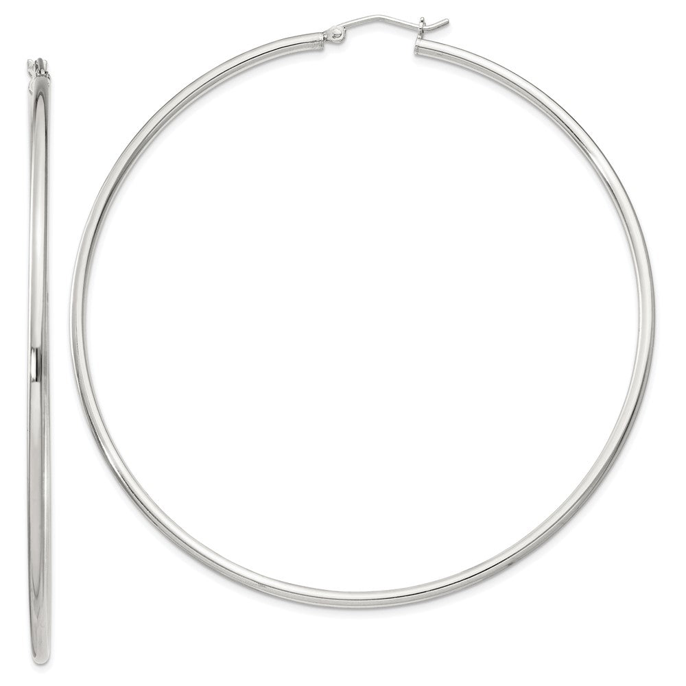 QE4380SP Sterling Silver 2mm Round Hoop Earrings