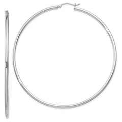 QE4380 Sterling Silver Rhodium-plated 2mm Round Hoop Earrings