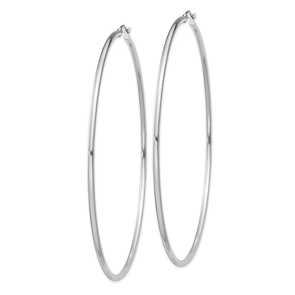 QE4381 Sterling Silver Rhodium-plated 2mm Round Hoop Earrings