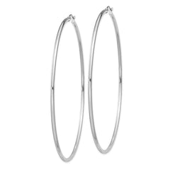 QE4381 Sterling Silver Rhodium-plated 2mm Round Hoop Earrings