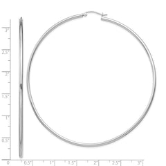 QE4381 Sterling Silver Rhodium-plated 2mm Round Hoop Earrings