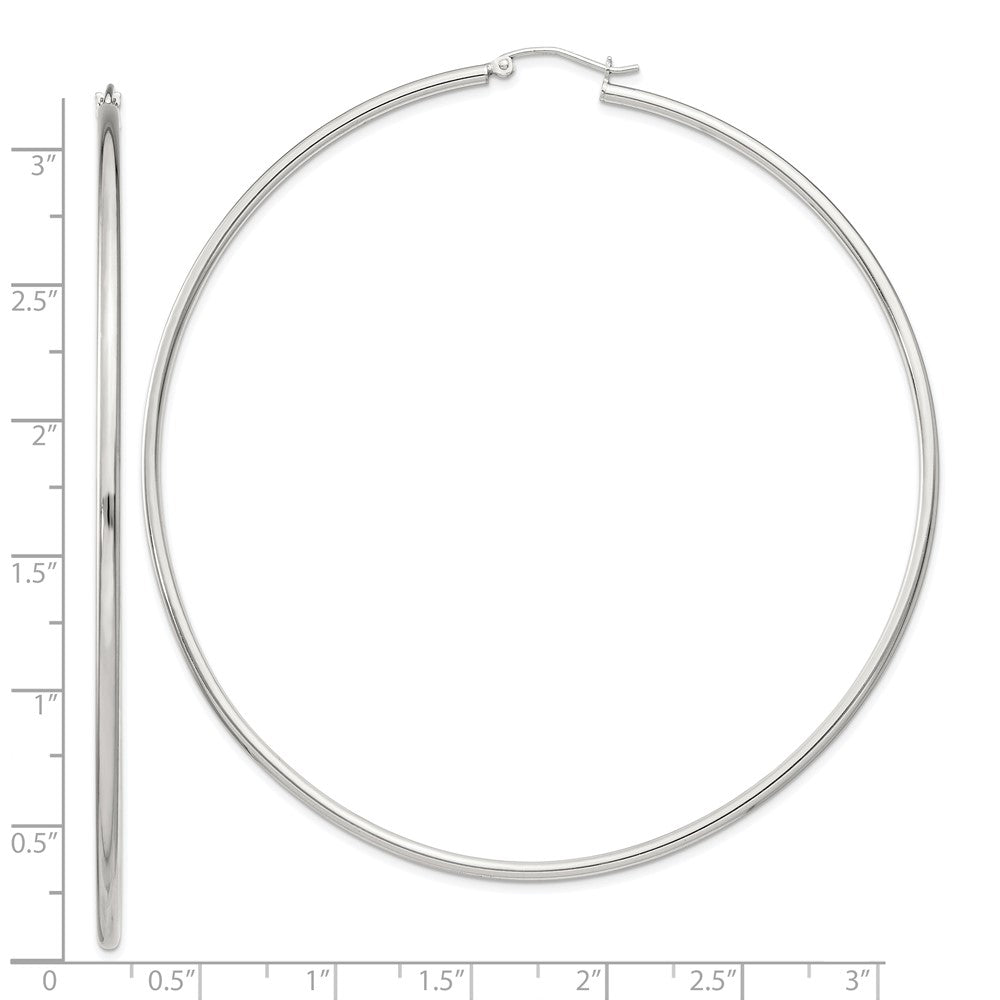 QE4381SP Sterling Silver 2mm Round Hoop Earrings