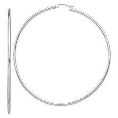 QE4381 Sterling Silver Rhodium-plated 2mm Round Hoop Earrings