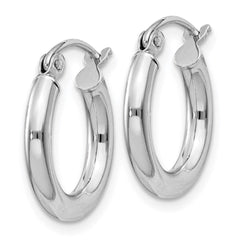 QE4382 Sterling Silver Rhodium-plated 2.5mm Round Hoop Earrings