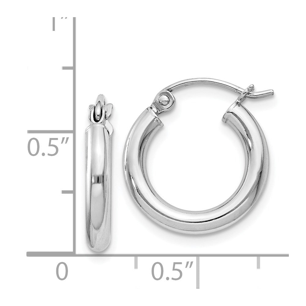 QE4382 Sterling Silver Rhodium-plated 2.5mm Round Hoop Earrings