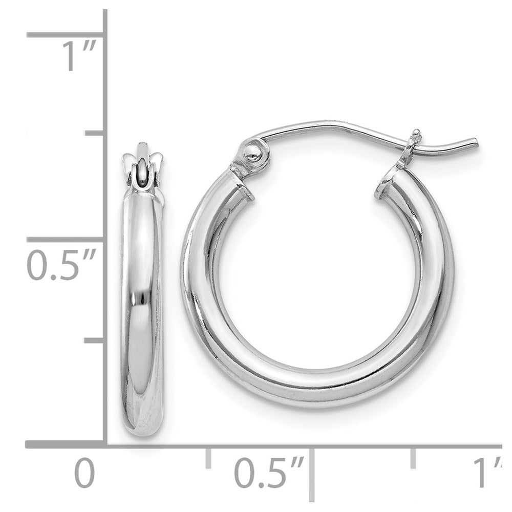 QE4383 Sterling Silver Rhodium-plated 2.5mm Round Hoop Earrings