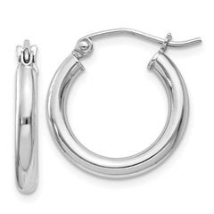 QE4383 Sterling Silver Rhodium-plated 2.5mm Round Hoop Earrings