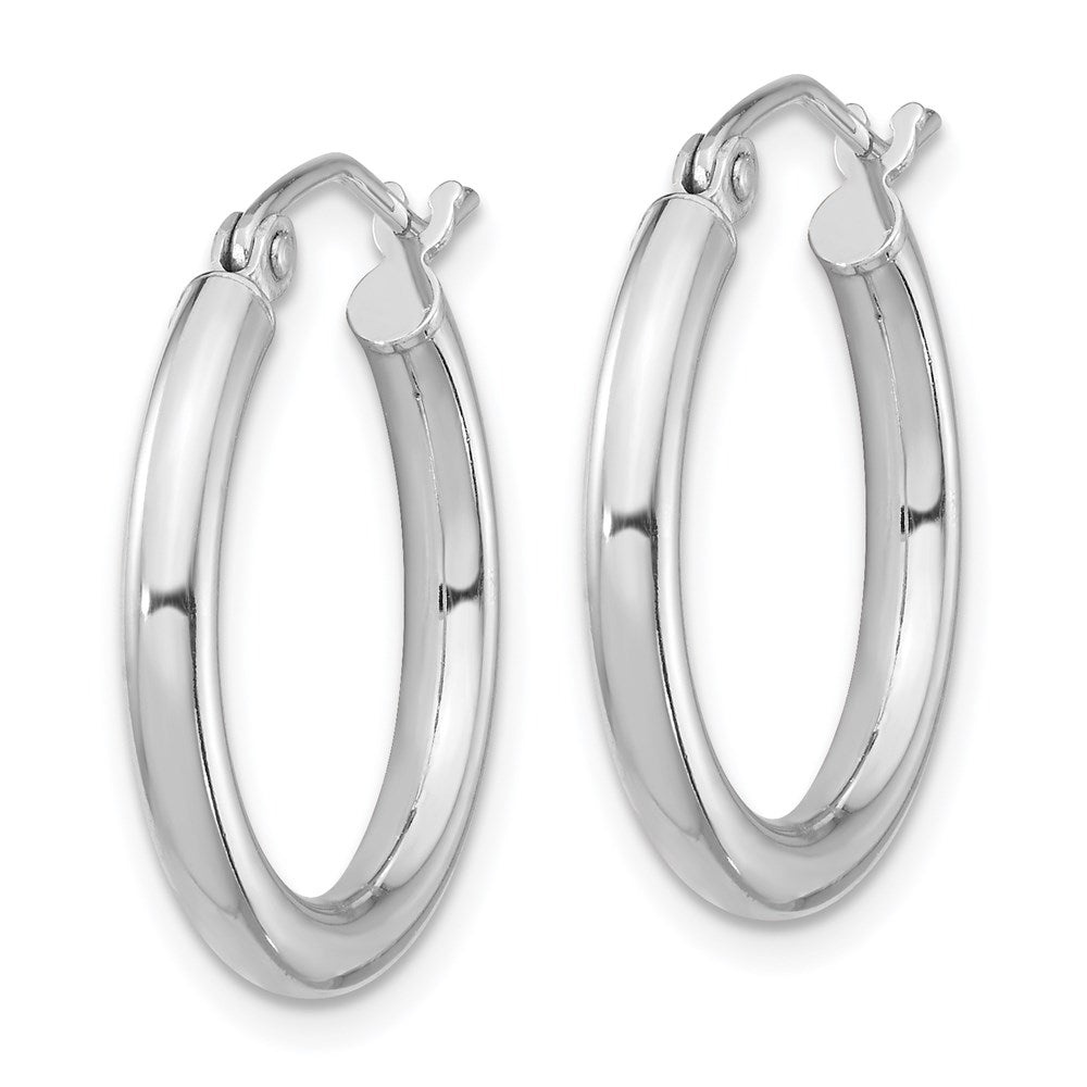 QE4384 Sterling Silver Rhodium-plated 2.5mm Round Hoop Earrings