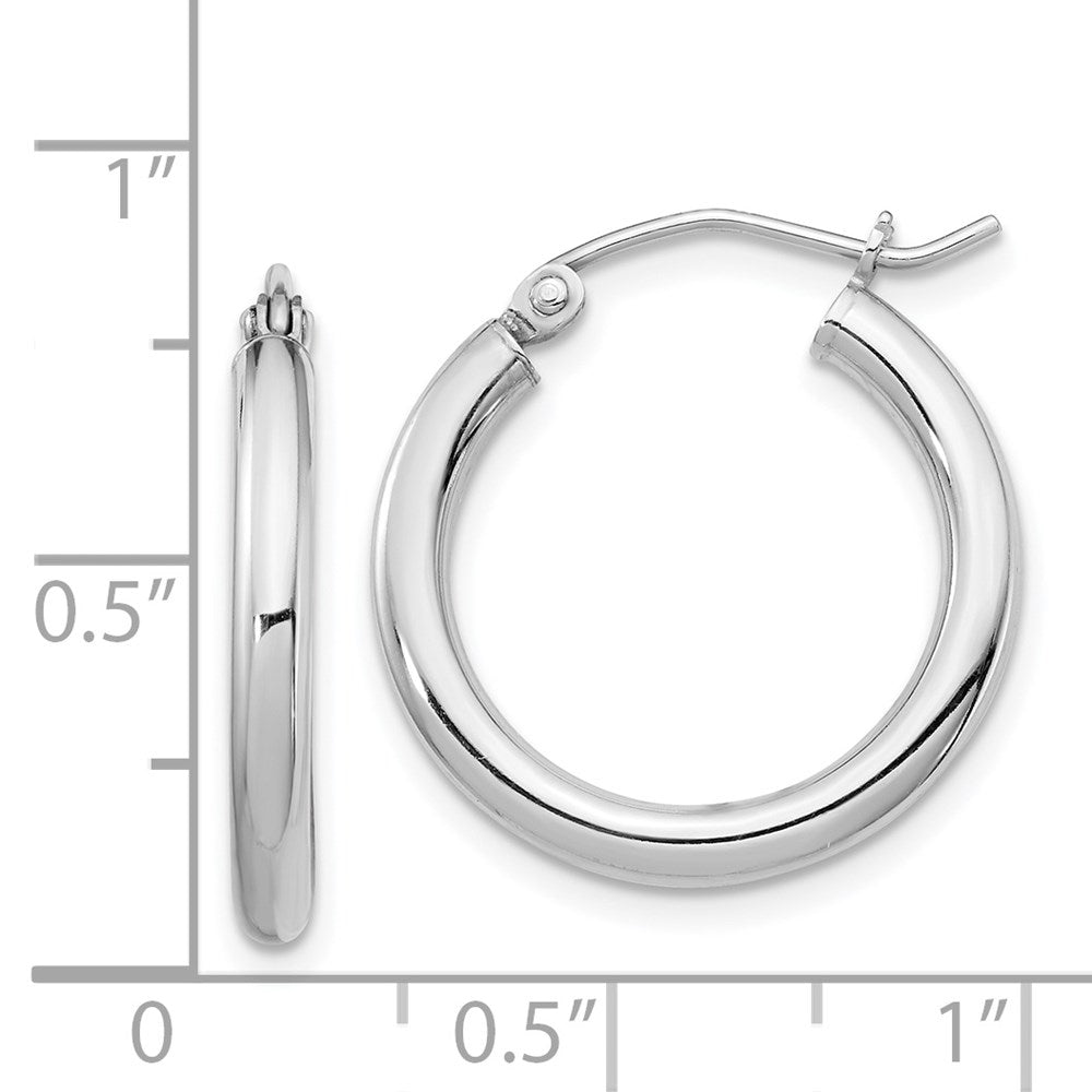 QE4384 Sterling Silver Rhodium-plated 2.5mm Round Hoop Earrings