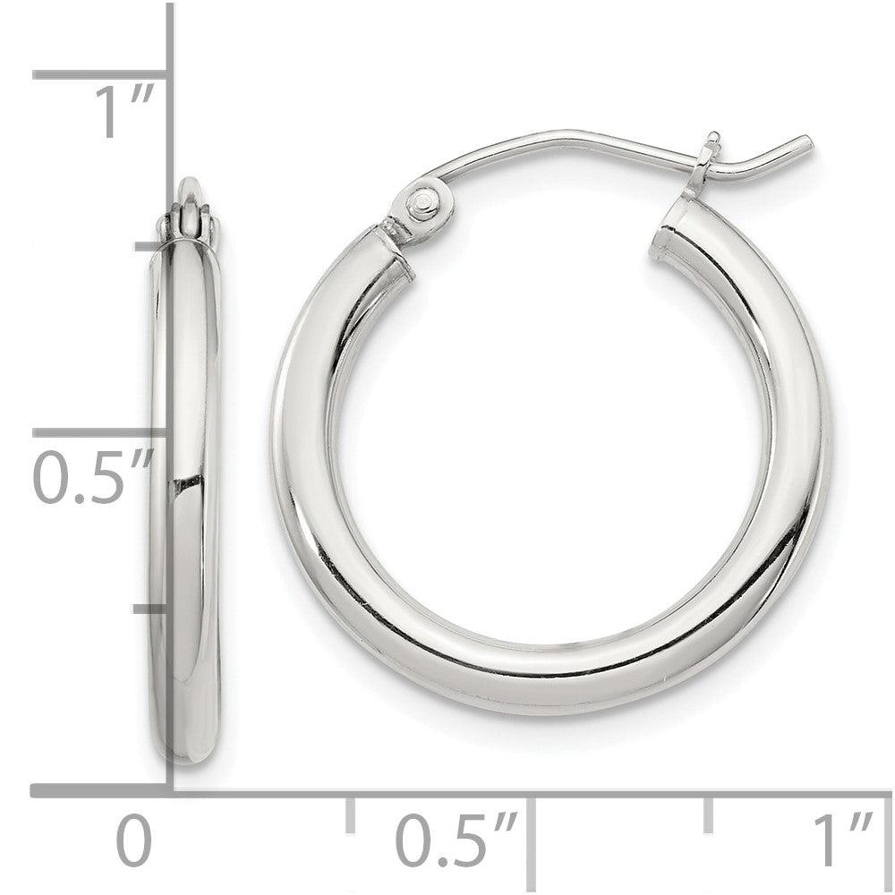 QE4384SP Sterling Silver 2.5mm Round Hoop Earrings