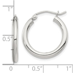 QE4384SP Sterling Silver 2.5mm Round Hoop Earrings