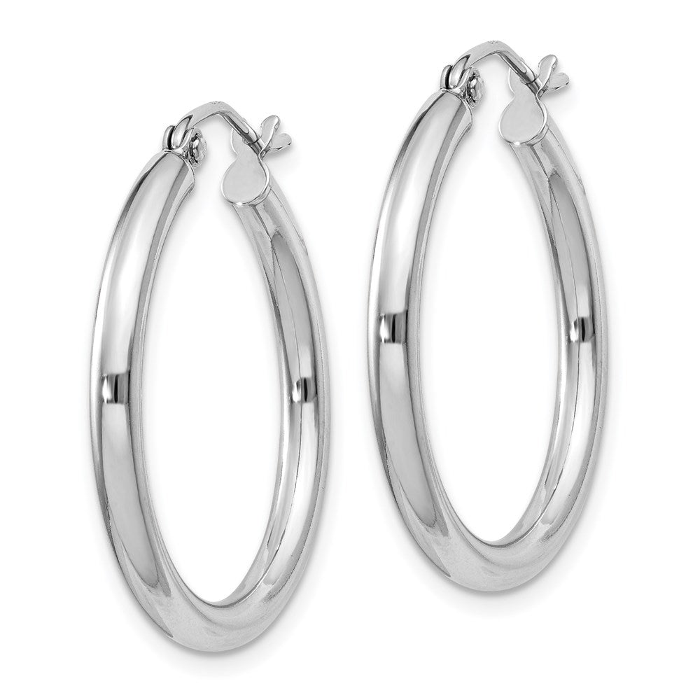 QE4385 Sterling Silver Rhodium-plated 2.5mm Round Hoop Earrings