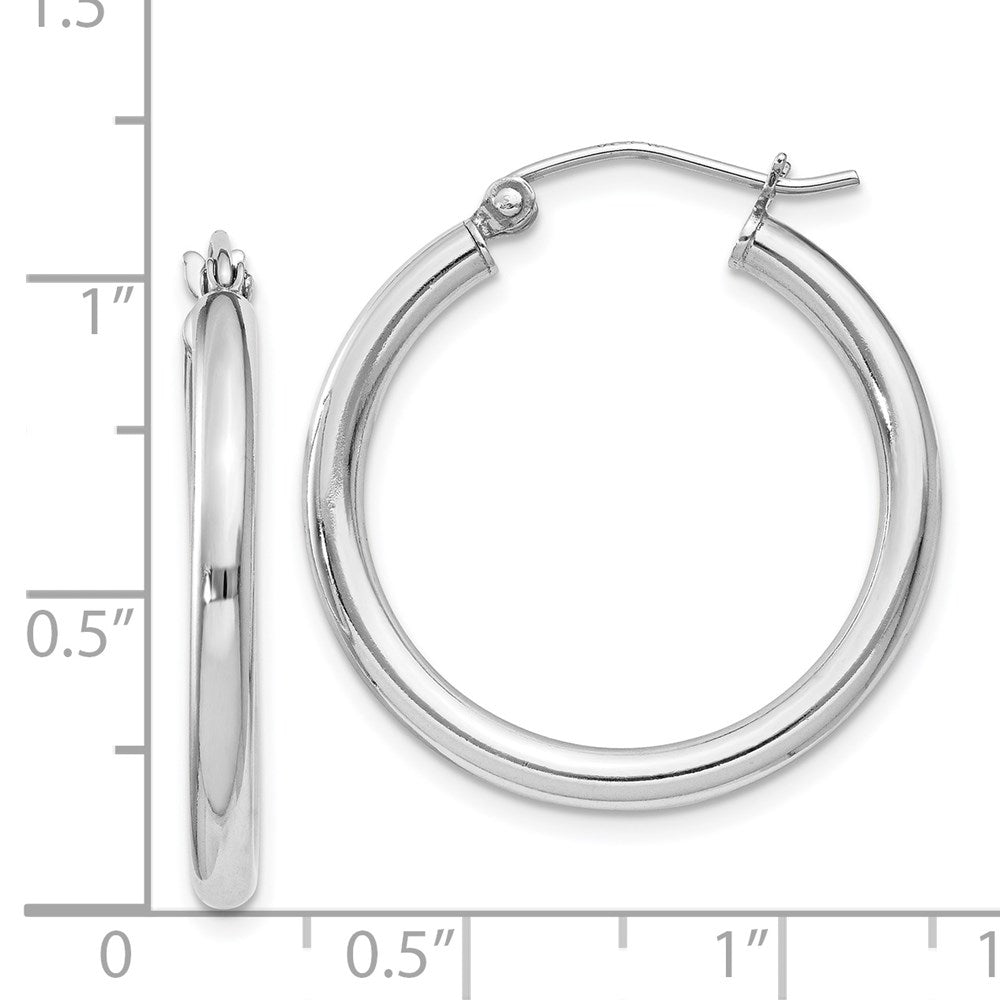 QE4385 Sterling Silver Rhodium-plated 2.5mm Round Hoop Earrings