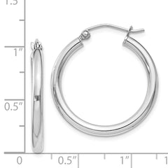 QE4385 Sterling Silver Rhodium-plated 2.5mm Round Hoop Earrings