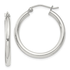 QE4385SP Sterling Silver 2.5mm Round Hoop Earrings