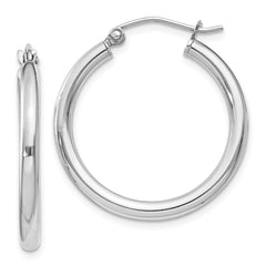 QE4385 Sterling Silver Rhodium-plated 2.5mm Round Hoop Earrings