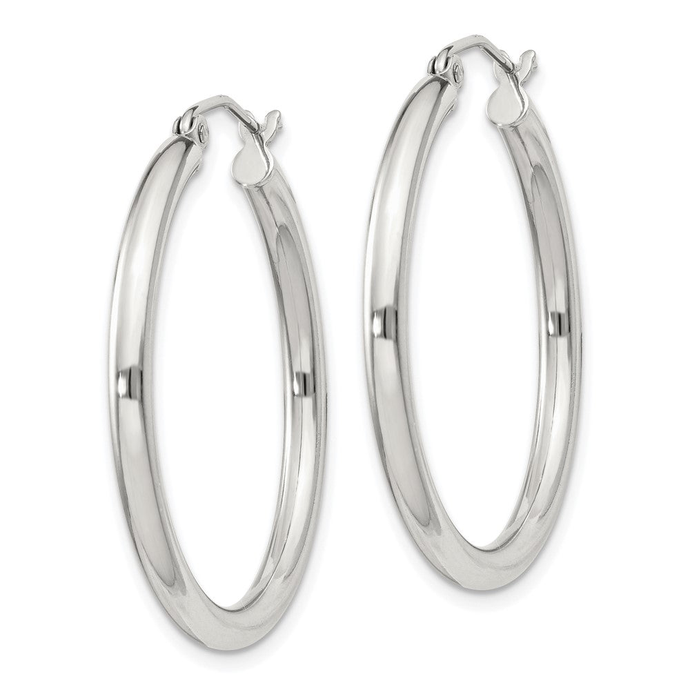 QE4386SP Sterling Silver 2.5mm Round Hoop Earrings