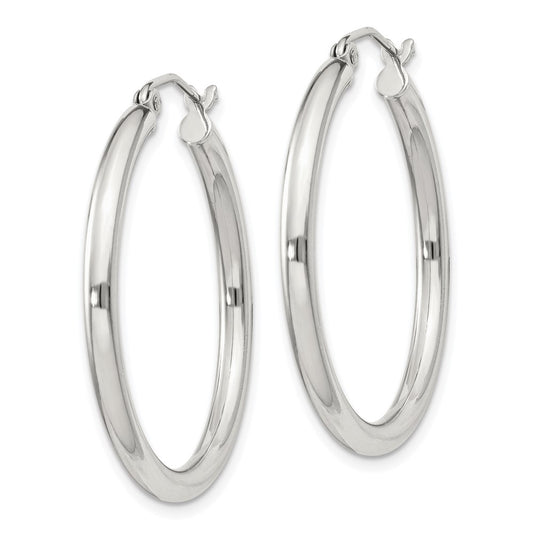 QE4386SP Sterling Silver 2.5mm Round Hoop Earrings