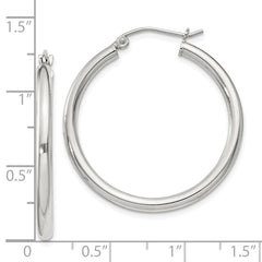 QE4386SP Sterling Silver 2.5mm Round Hoop Earrings