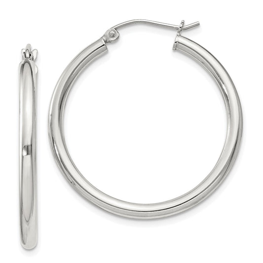 QE4386SP Sterling Silver 2.5mm Round Hoop Earrings