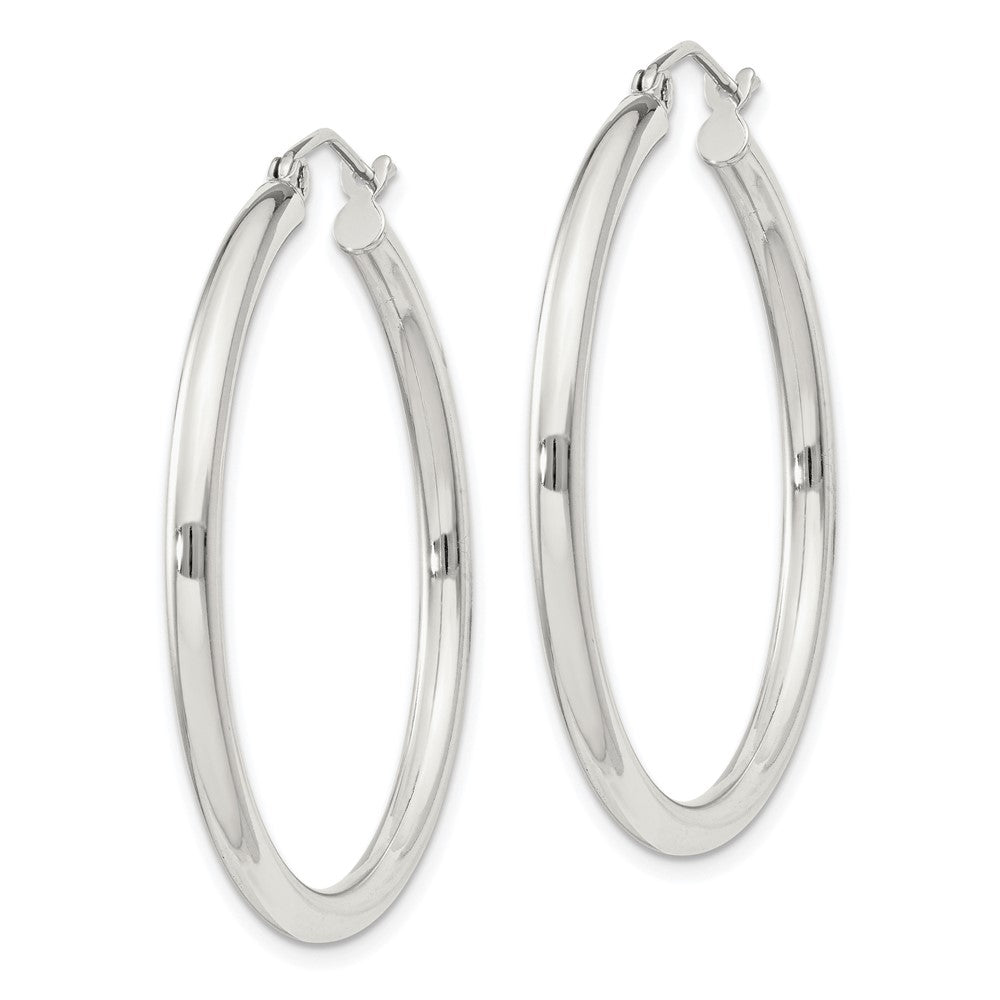 QE4387SP Sterling Silver 2.5mm Round Hoop Earrings