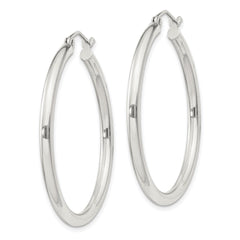 QE4387SP Sterling Silver 2.5mm Round Hoop Earrings