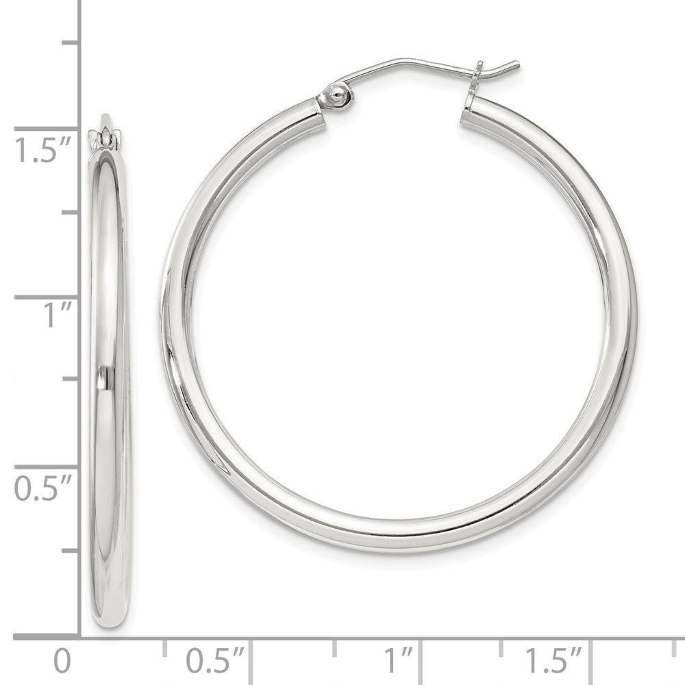 QE4387SP Sterling Silver 2.5mm Round Hoop Earrings