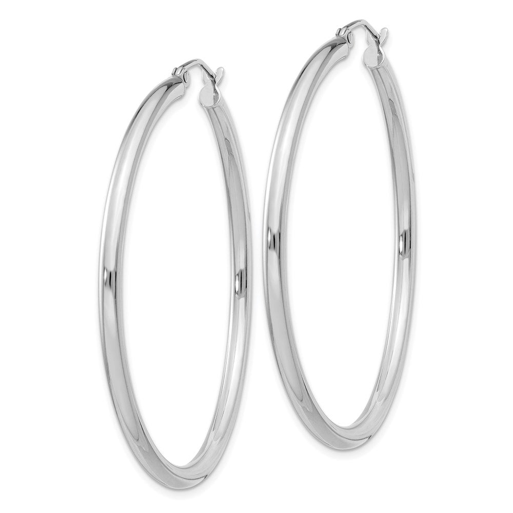 QE4389 Sterling Silver Rhodium-plated 2.5mm Round Hoop Earrings