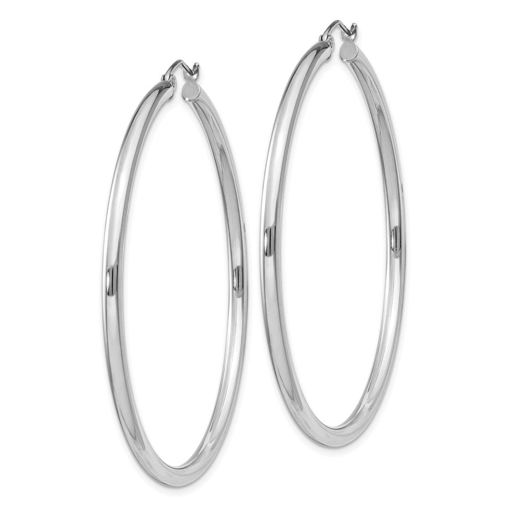 QE4390 Sterling Silver Rhodium-plated 2.5mm Round Hoop Earrings