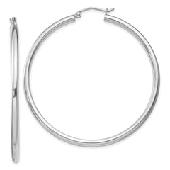 QE4390 Sterling Silver Rhodium-plated 2.5mm Round Hoop Earrings