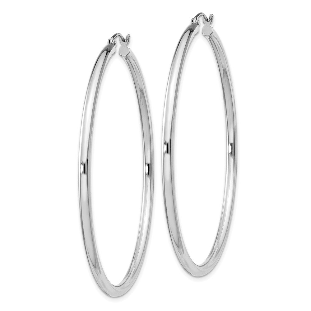 QE4391 Sterling Silver Rhodium-plated 2.5mm Round Hoop Earrings