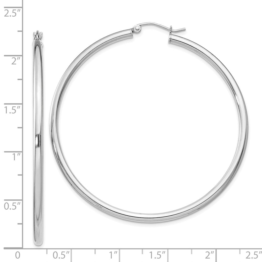 QE4391 Sterling Silver Rhodium-plated 2.5mm Round Hoop Earrings