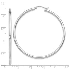 QE4391 Sterling Silver Rhodium-plated 2.5mm Round Hoop Earrings