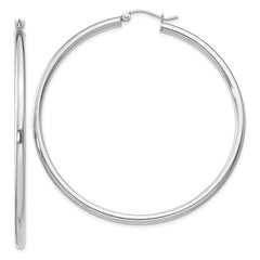 QE4391 Sterling Silver Rhodium-plated 2.5mm Round Hoop Earrings