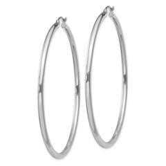 QE4392 Sterling Silver Rhodium-plated 2.5mm Round Hoop Earrings