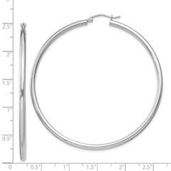 QE4392 Sterling Silver Rhodium-plated 2.5mm Round Hoop Earrings