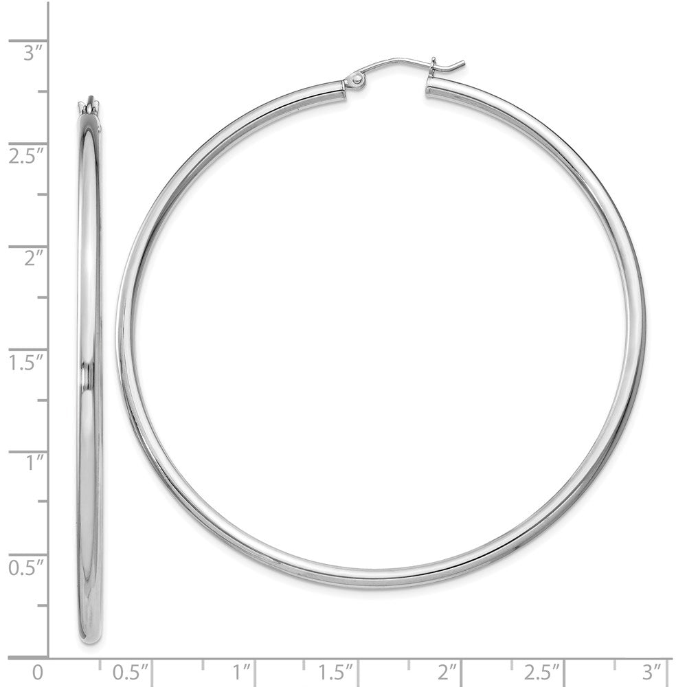 QE4393 Sterling Silver Rhodium-plated 2.5mm Round Hoop Earrings