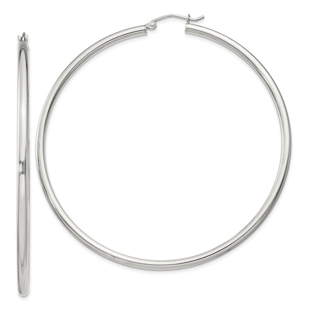 QE4393SP Sterling Silver 2.5mm Round Hoop Earrings