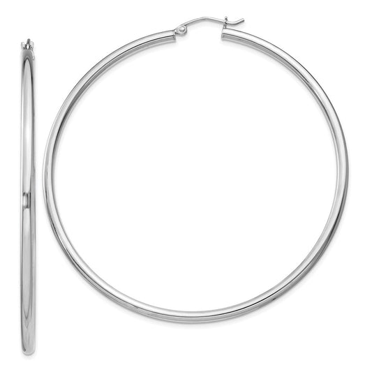 QE4393 Sterling Silver Rhodium-plated 2.5mm Round Hoop Earrings