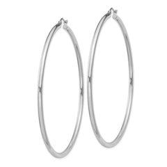 QE4394 Sterling Silver Rhodium-plated 2.5mm Round Hoop Earrings