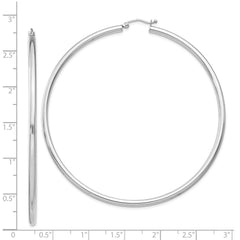 QE4394 Sterling Silver Rhodium-plated 2.5mm Round Hoop Earrings