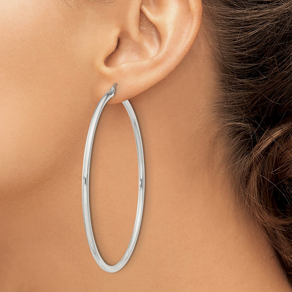 QE4394SP Sterling Silver 2.5mm Round Hoop Earrings