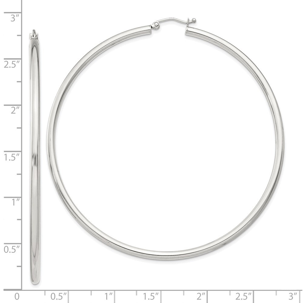 QE4394SP Sterling Silver 2.5mm Round Hoop Earrings