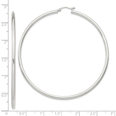 QE4394SP Sterling Silver 2.5mm Round Hoop Earrings