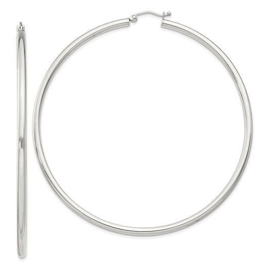 QE4394SP Sterling Silver 2.5mm Round Hoop Earrings