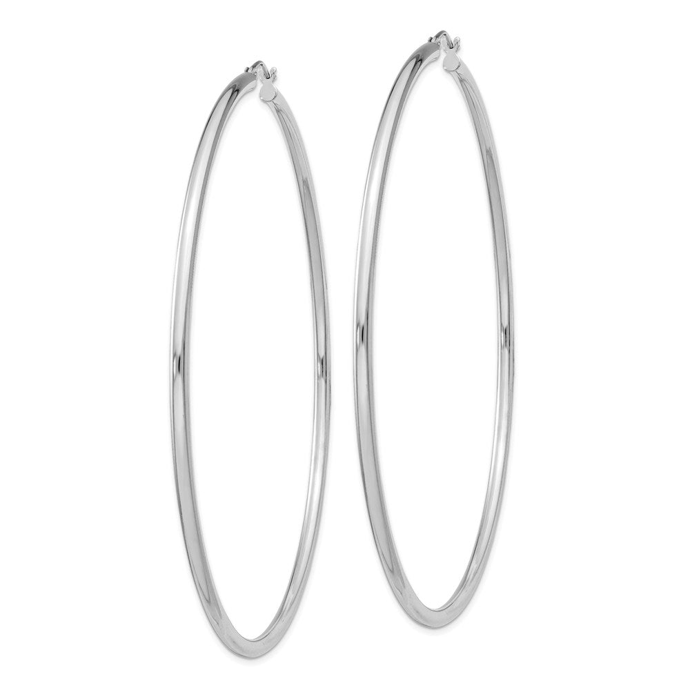 QE4395 Sterling Silver Rhodium-plated 2.5mm Round Hoop Earrings