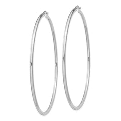 QE4395 Sterling Silver Rhodium-plated 2.5mm Round Hoop Earrings