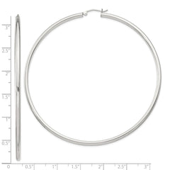 QE4395SP Sterling Silver 2.5mm Round Hoop Earrings