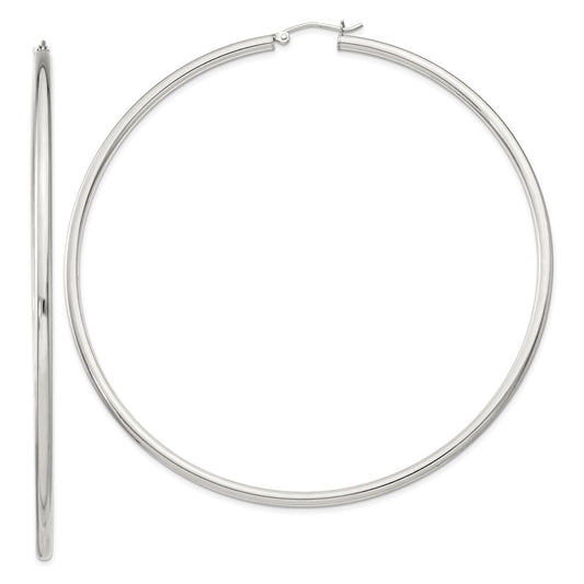 QE4395SP Sterling Silver 2.5mm Round Hoop Earrings